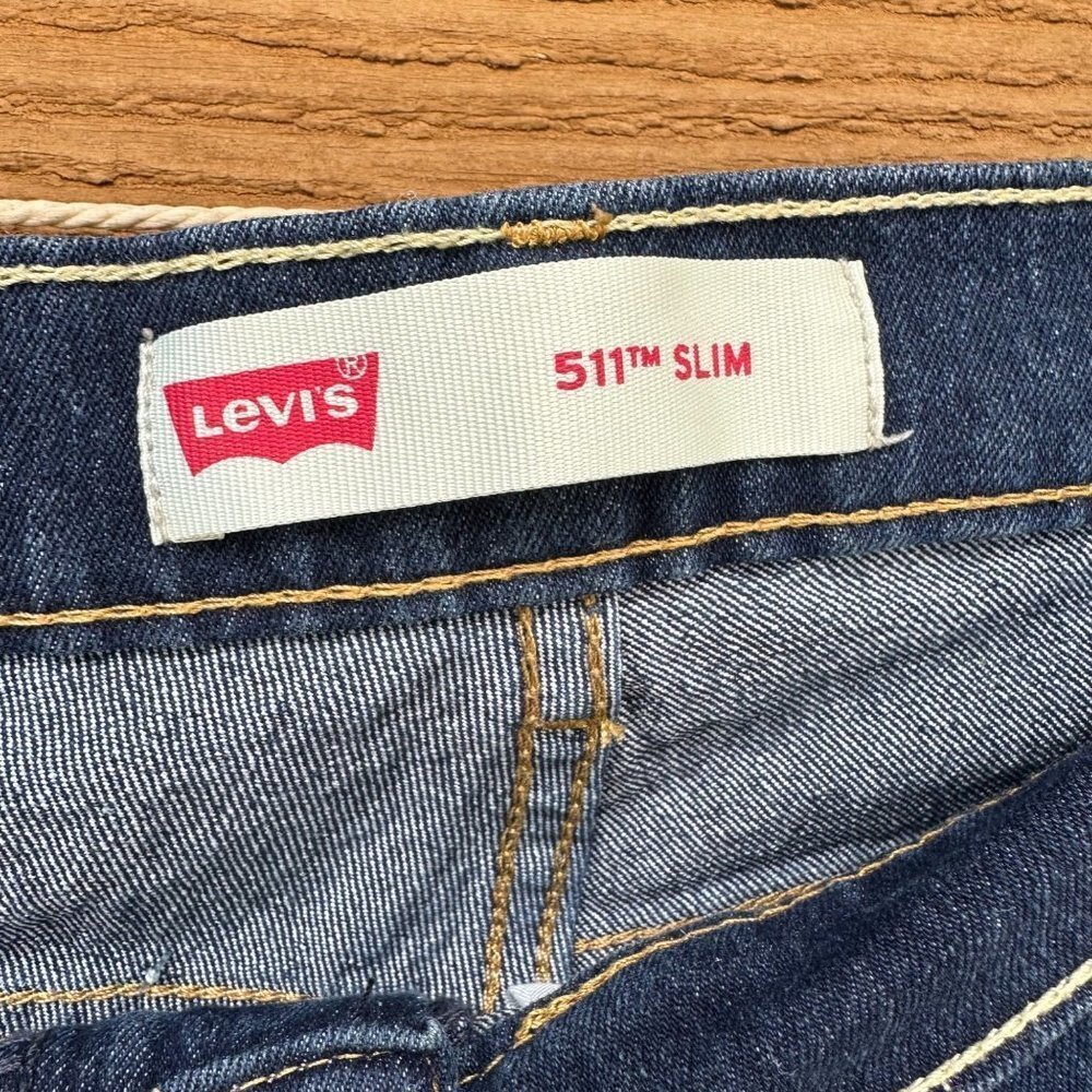 Levi’s 511 Kids Boys Denim Slim Dark Blue Jeans - Picture 4 of 12